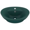 vidaXL Luxusní umyvadlo přepad oválné tmavě zelené 58,5x39 cm keramika