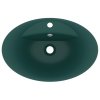 vidaXL Luxusní umyvadlo přepad oválné tmavě zelené 58,5x39 cm keramika