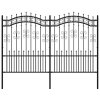 vidaXL Zahradní plot s kopím nahoře černý 240 x 150 cm, práškově lakovaná ocel