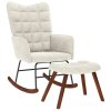 vidaXL Houpací křeslo s taburetkou krémové sametové