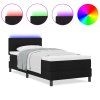 vidaXL Postel s boxspringem s LED pásky Černá 90 x 200 cm textil