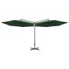 vidaXL Dvojitý zahradní slunečník s ocelovou tyčí zelený 600 cm