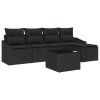 vidaXL Set pohovek s polštářem 6 pcs Černá polyratan