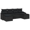 vidaXL Set pohovek s polštářem 6 pcs Černá polyratan