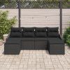 vidaXL Set pohovek s polštářem 6 pcs Černá polyratan