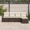 vidaXL Set pohovek s polštářem 5 pcs Hnědá a krémová polyratan