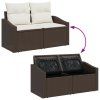 vidaXL Set pohovek s polštářem 5 pcs Hnědá a krémová polyratan