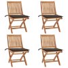vidaXL Skládací zahradní židle s poduškami 4 ks masivní teak