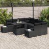 vidaXL Sada zahradních pohovek s polštářem 9 pcs Černá polyratan