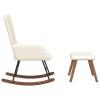 vidaXL Houpací křeslo se stoličkou krémově bílé samet