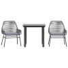 vidaXL 3dílný zahradní jídelní set s poduškami šedý polyratan sklo