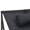 vidaXL Zahradní lehátko s polštářem 2 pcs Černá Práškově lakovaná ocel