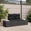 vidaXL Zahradní sofa s polštářem Černá 184 x 62 x 69 cm polyratan