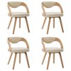vidaXL Jídelní židle 4 ks krémové ohýbané dřevo a umělá kůže