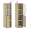 vidaXL Highboard se skleněnými dvířky dub sonoma 35 x 37 x 142 cm