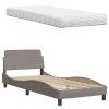 vidaXL Postel s matrací Hanko taupe 90 x 200 cm textil
