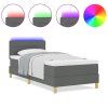 vidaXL LED box pružinová postel s čelo Tmavě šedá 90 x 200 cm textil