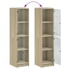 vidaXL Highboard se skleněnými dvířky dub sonoma 35 x 37 x 142 cm