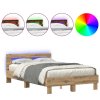 vidaXL Rám postele s LED Artisanový dub 135 x 190 cm kompozitní dřevo