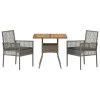 vidaXL Zahradní jídelní souprava 3 pcs Šedá polyratan