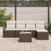 vidaXL Set pohovek s polštářem 6 pcs Hnědá polyratan