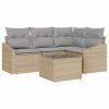 vidaXL Set pohovek s polštářem 5 pcs Béžová polyratan