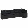vidaXL Set pohovek s polštářem 6 pcs Černá polyratan
