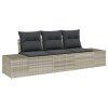 vidaXL Set pohovek s polštářem 3 pcs Světle šedá polyratan