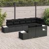 vidaXL Sada zahradních pohovek s polštářem 8 pcs Černá polyratan