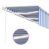 vidaXL Automatická markýza roleta LED senzor větru 6x3 m modrá a bílá