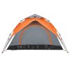 vidaXL Kempingový stan kupole pro 3 šedý a oranžový rychloupínací