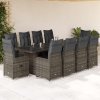 vidaXL 11dílný zahradní bistro set s poduškami šedý polyratan