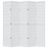 vidaXL Paraván 5dílný bílý masivní dřevo pavlovnie