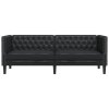 vidaXL Pohovka Chesterfield 3místná černá umělá semišová kůže