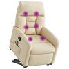 vidaXL Zvedací masážní polohovací křeslo krémové textil