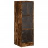 vidaXL Highboard se skleněnými dvířky kouřový dub 35 x 37 x 109 cm