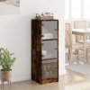 vidaXL Highboard se skleněnými dvířky kouřový dub 35 x 37 x 109 cm