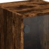 vidaXL Highboard se skleněnými dvířky kouřový dub 35 x 37 x 109 cm