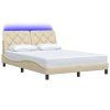 vidaXL Rám postele s LED bez matrace Cream 140x200 cm Látka