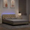 vidaXL Rám postele s LED bez matrace Cream 140x200 cm Látka