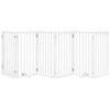 vidaXL Psí branka s dvířky, skládací, 6 panelů, bílá, 300 cm, topolové dřevo