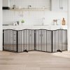 vidaXL Zábrana pro psy s dvířky skládací 4 panely černá 320 cm topol
