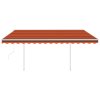 vidaXL Automatická zatahovací markýza se sloupky 4 x 3 m oranžovohnědá