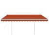 vidaXL Automatická zatahovací markýza se sloupky 4,5x3 m oranžovohnědá
