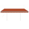 vidaXL Automatická markýza se sloupky 4,5 x 3,5 m oranžovohnědá