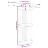 vidaXL Posuvné dveře s kováním 90 x 210 cm masivní borové dřevo