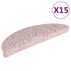 vidaXL Schodové rohože 15 ks 56 x 17 x 3 cm světle růžové, půlkulaté