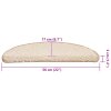 vidaXL Schodové rohože 20 ks 56 x 17 x 3 cm krémové, půlkulaté