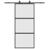 vidaXL Posuvné dveře se sadou kování černé 90x205 cm Tvrzené sklo
