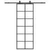 vidaXL Posuvné dveře se sadou kování černé 76x205 cm ESG Glass